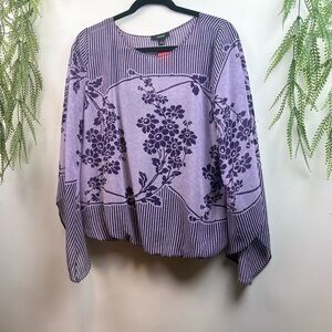 Alfani Lilac/purple Blouse with long flare sleeves. Size Med .